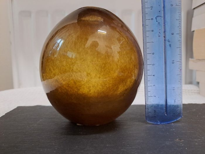3 amber Glass vases