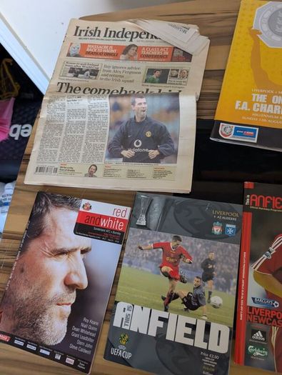 Huge 1990 80s vintage liverpool and some vintage Ireland soccer gear signed gear etc