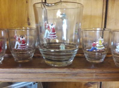 vintage jug and glasses spanish