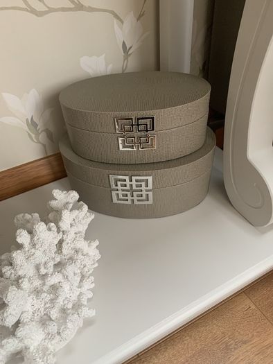 Gorgeous Khaki/Grey  Leather Look Snake skin Decorative Boxes