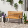 Garden Bench, 122Lx60Wx80H cm-Steel/Wood (FREE POSTAGE) Image 2