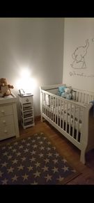 Mamas and Papas Cot bed, chest of drawers with changing unit, and wardrobe