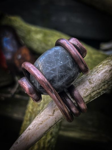 Statement Copper and Labradorite Crystal Ring Size UK L