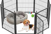 8 Panel Dog Pen, High 80cm Puppy Play Pen Indoor/Outdoor, Portable Detachable Pet Exercise Playpen, Pet Run Enclosures for Puppies, Cats, Rabbits and Other Animals 56 by 80 cm