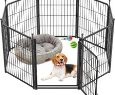 8 Panel Dog Pen, High 80cm Puppy Play Pen Indoor/Outdoor, Portable Detachable Pet Exercise Playpen, Pet Run Enclosures for Puppies, Cats, Rabbits and Other Animals 56 by 80 cm