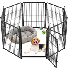 8 Panel Dog Pen, High 80cm Puppy Play Pen Indoor/Outdoor, Portable Detachable Pet Exercise Playpen, Pet Run Enclosures for Puppies, Cats, Rabbits and Other Animals 56 by 80 cm