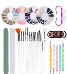 10 sets Manicure bevel diamond-mounted Brush Pen Nail Art decoration wire aluminoum Painting Drawing Phototherapy accessory