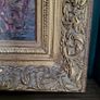 Antique Lady in garden oil painting in ornate gilt gesso frame - 4ft x 3ft Image 3