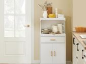 Kitchen Cabinet portable trolley white on wheels  Kitchen Storage Cabinet,