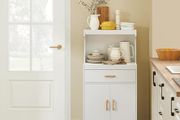 Kitchen Cabinet portable trolley white on wheels  Kitchen Storage Cabinet,