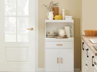main image for ad Kitchen Cabinet portable trolley white on wheels  Kitchen Storage Cabinet,