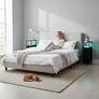 Slim Bedside Table Set of 2 with Charging Station, Narrow Side Table with LED Lights, Small Sofa Table with 3 Fabric Drawers, Nightstand for Small Spaces, Living Room, Black Image 4