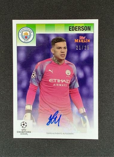 Ederson Auto /25 2020-21 Topps Merlin Heritage 95 Autograph Man City 21/25