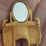 Rare Matte Gold Mirror Vanity Brooch, Vintage 1950. Image 2