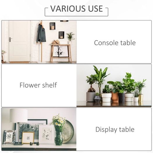 Entryway Console Table Desk with Drawers, Toughened Glass Shelf, 3D Wood Grain (FREE SHIPPING)