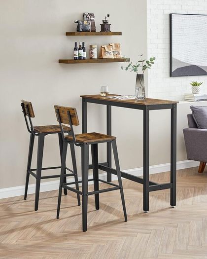 Vintage  Bar Stools Set of 2 with Backrest Steel Frame