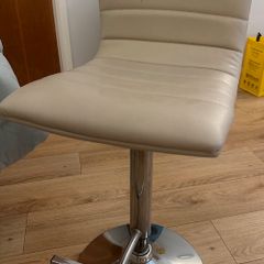 Pair of Cream/Beige Adjustable Bar Stools