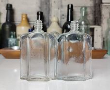 368 - Set of 2 Vintage Collectible Decorative Clear Glass Small Perfume Bottles