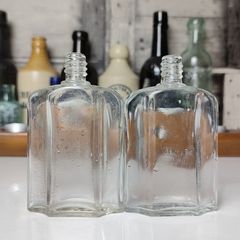 368 - Set of 2 Vintage Collectible Decorative Clear Glass Small Perfume Bottles