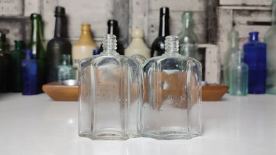 368 - Set of 2 Vintage Collectible Decorative Clear Glass Small Perfume Bottles