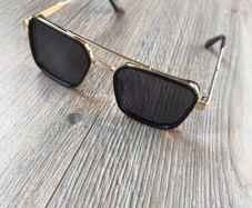 Black & Gold Frame Sunglasses with Case