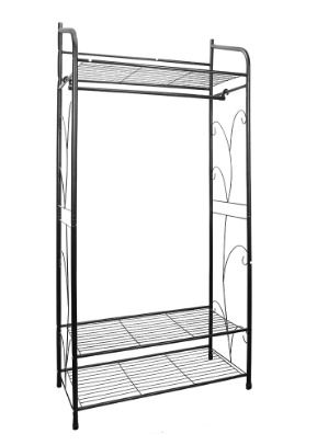 BRAND NEW Black Metal Garment Rack Stand for Bedroom with Storage Shelves 2 Shelf