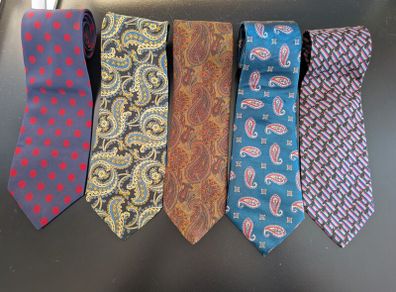 5 Designer Silk Ties, Christian Dior, Michelsons & Zazzi Bundle