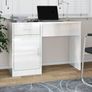 Desk with Drawer & Cabinet High Gloss White Image 3