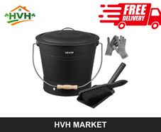 Fireplace Ash Bucket Set 9.8L with Lid