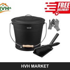 Fireplace Ash Bucket Set 9.8L with Lid