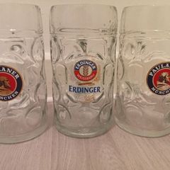 Original Bavarian Erdinger Weissbrau 1litre Beer Glasses