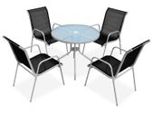 5 Piece Outdoor Dining Set Steel Black