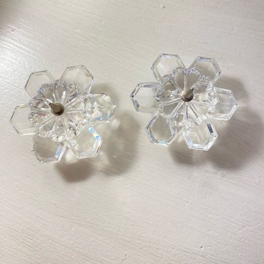 Vintage Swarovski Silver Crystal 101 Snowflake Candleholder Pair Retired 010090