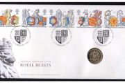 1998 Great Britain 650th Anniversary of the Order of the Garter, The Queen's Beasts Philatelic Numismatic Cover (PNC) with UK1 coin