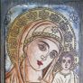 Hand made Orthodox icon Jesus Christ child and Virgin Mary Image 3