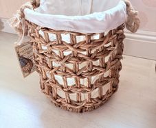 New with tags medium sized detailed weave storage basket with rope handles and removable liner
