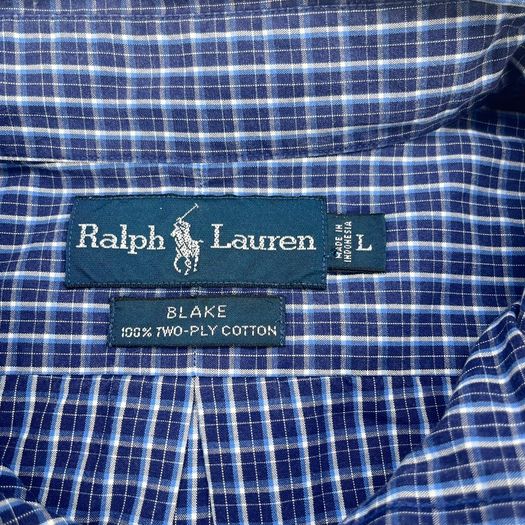 Ralph Lauren Mens Button Down Blake Shirt Blue Check - Size L
