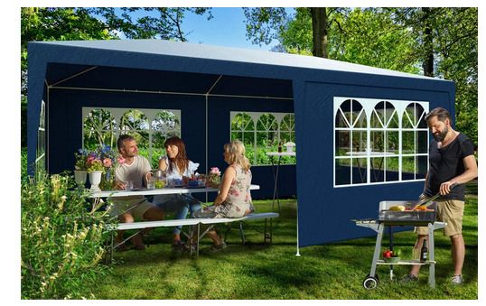 Gazebo 3 x 6 m UV Protection Water-Repellent 6 Side Panels Marquee Party Tent Window Garden Tent Solid