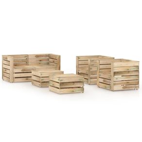 Piece Garden Lounge Set Green Impregnated Pinewood