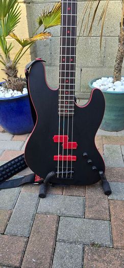ESP LTD Frank Bello Signature Bass. Custom Satin Black & Red