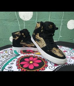 SUPRA black & gold high top trainers