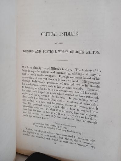 Milton's Poetical Works: With Life, Critical Dissertation and Explanatory Notes by Rev. George Gilfillan (2 Volume Set) (HQ50)