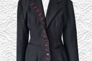 Vintage 1980s avant garde black blazer 1940s style red buttonholes M 10 12 Made in England for Miss Selfridge