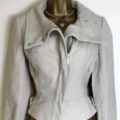 Karen Millen Beige Moleskin Biker Jacket