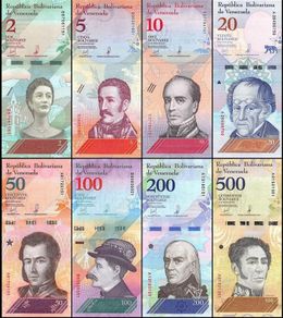 Venezuela Set 8 Pcs 2 5 10 20 50 100 200 500 Bolivares 2018 Unc Banknotes Hard To Get
