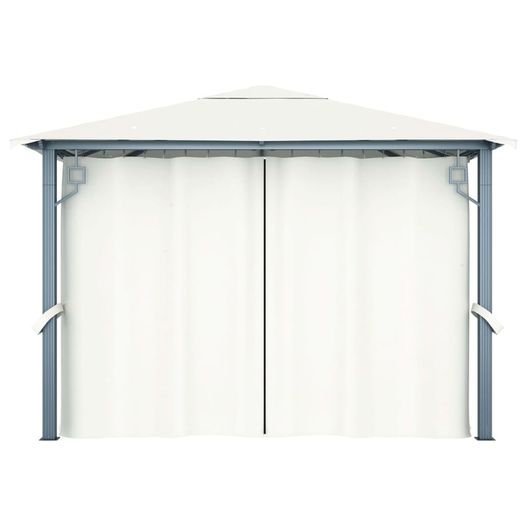 Gazebo with Curtain and String Lights 300x300 cm Cream Aluminium