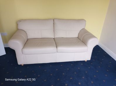 Beautiful High End Cream Italian Leather 2 Seater Sofa