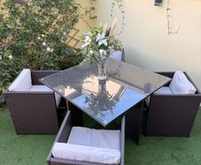 Rattan 4 seater garden table and chairs