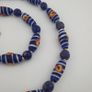 Antique Venetian African Style Stripe Eyes & Blue Glass Beads Necklace Image 2