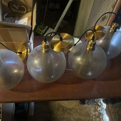 4 Vintage Glass Pendant Lamps